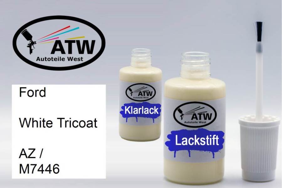 Ford, White Tricoat, AZ / M7446: 20ml Lackstift + 20ml Klarlack - Set, von ATW Autoteile West.